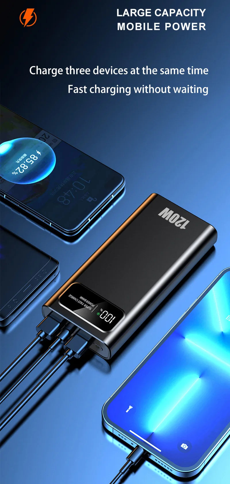 Xiaomi 120W 200000mAh Power Bank Super Fast Charging Battery High Capacity Digital Display PowerBank For iPhone Samsung Huawei