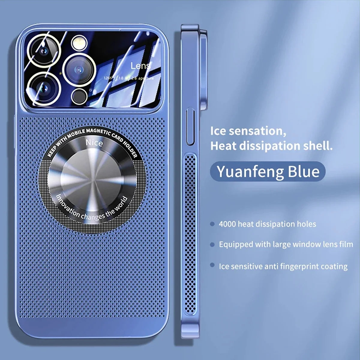 Heat Dissipation Magnetic Case For iPhone 13 11 12 14 15 Pro Max Electroplated Mesh Magsafe Glass Lens Enlarge logo Phone Cover