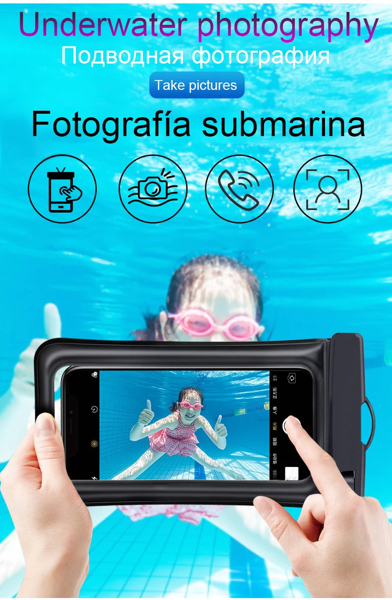 Waterproof Phone Case Swimming Bags Water proof Bag Mobile Phone Pouch PV Cover for iPhone 16 15 14 Pro Max Huawei Xiaomi Redmi
