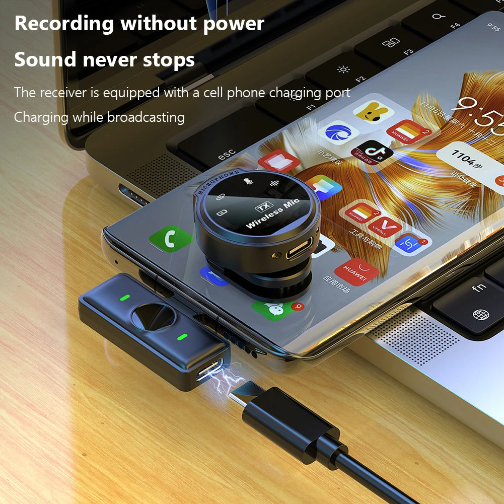 Xiaomi Wireless Lapel Microphone USB-C/iOS Interface Lavalier Mic Noise Cancel 164ft Range for Android/iPhone/Camera/PC/Laptop