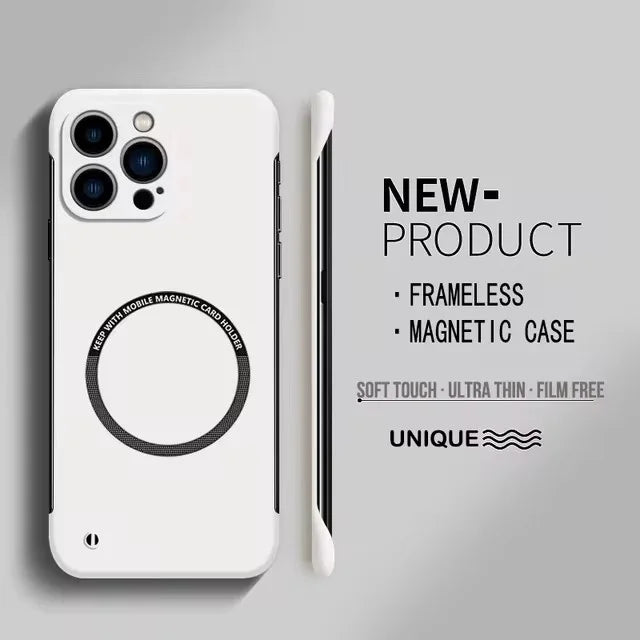 Ultra Thin Hard PC Magnetic Frameless Phone Case For Magsafe For iPhone 16 15 14 13 12 11 Pro Max Plus Matte Color Solid Cover