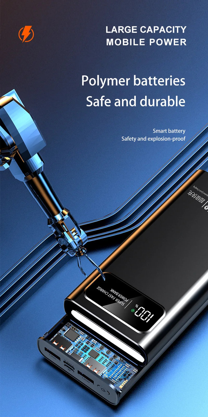 Xiaomi 120W 200000mAh Power Bank Super Fast Charging Battery High Capacity Digital Display PowerBank For iPhone Samsung Huawei