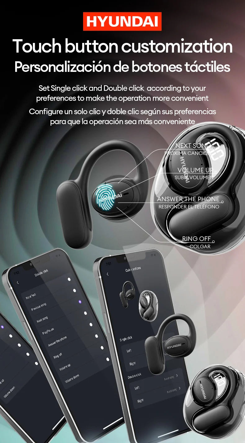 Choice HYUNDAI Openair5 AI Bluetooth Translation Earphones Hanging Ear Type AI Intelligent 100+ languages Meeting Earphone Gift