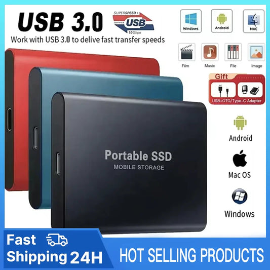 External Hard Drive Portable SSD 16TB External Solid State Drive USB 3.0 Type C Hard Disk High Speed Storage for PC Mac Phone
