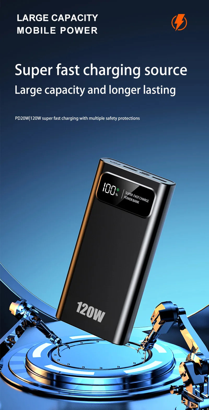 Xiaomi 120W 200000mAh Power Bank Super Fast Charging Battery High Capacity Digital Display PowerBank For iPhone Samsung Huawei