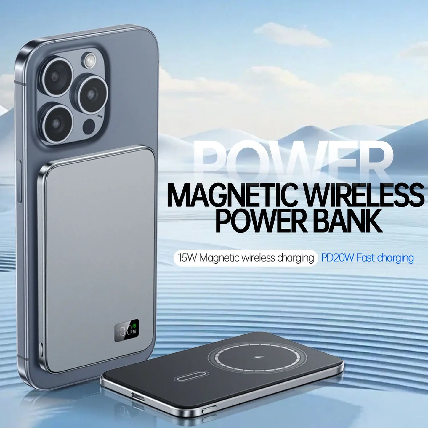 10000mAh Ultra Thin Power Bank for MagSafe,Magnetic Wireless Fast Charging MacSafe Portable Battery For iPhone Xiaomi Samsung