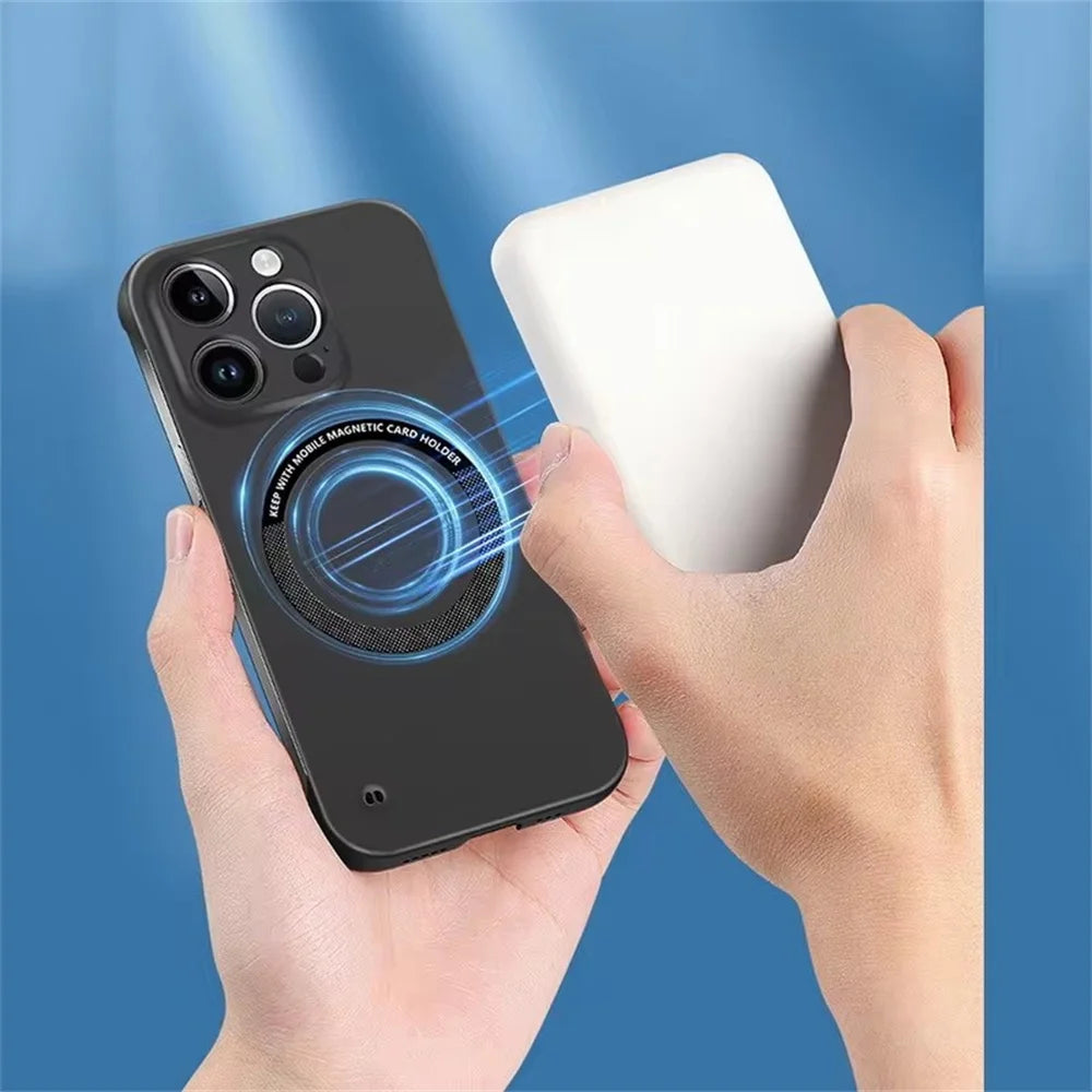 Ultra Thin Hard PC Magnetic Frameless Phone Case For Magsafe For iPhone 16 15 14 13 12 11 Pro Max Plus Matte Color Solid Cover