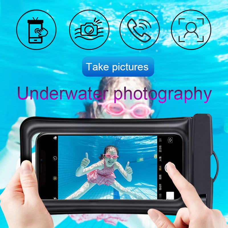 Waterproof Phone Case Swimming Bags Water proof Bag Mobile Phone Pouch PV Cover for iPhone 16 15 14 Pro Max Huawei Xiaomi Redmi