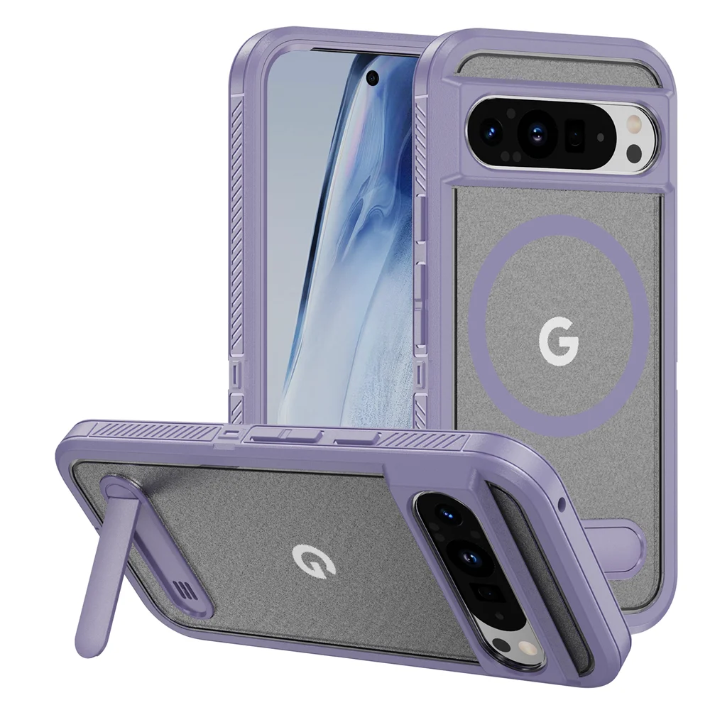 Luxury Folding Stand Magnetic Armour Phone Case For Google Pixel 9 8 Pro XL 8A Shockproof Hybrid PC Protective Military Cover