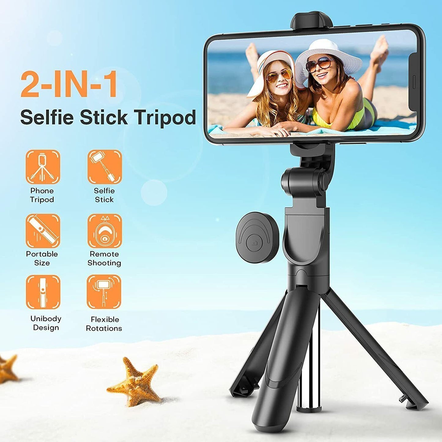 Bluetooth Selfie Tripod Telescopic Stick Remote Monopod Extendable Phone Holder