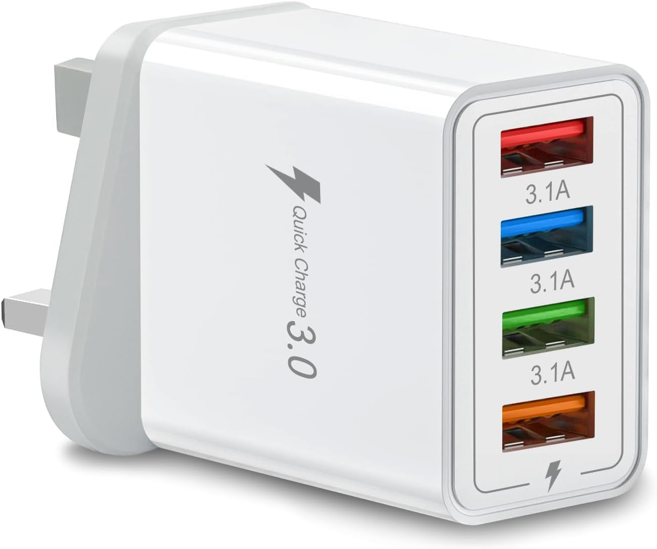 4 Multi-Port Fast Quick Charge USB Hub Mains UK Plug Adapter Wall Charger-2 Pack