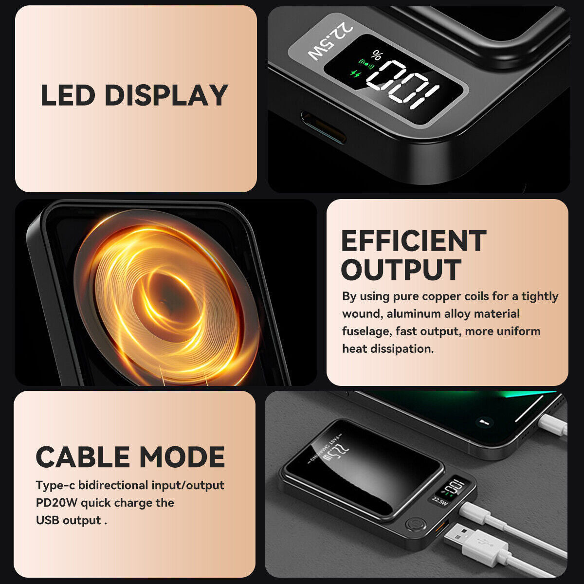 Magnetic Wireless Power Bank 12000mAh For Magsafe Battery Pack For iPhone 12 13 14